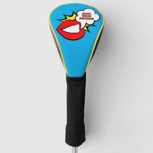 Sticker - Mondspraakwolk + UW TEKST & IDEE 1 Golfheadcover (Voorkant)