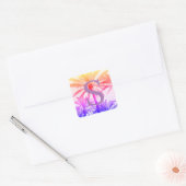Sticker monogram initiaal tropische palmboom retro (Envelop)