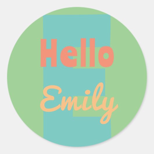 STICKER Monogram Modern Munt Koraal Roze Perzik (Voorkant)