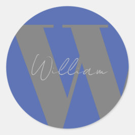 STICKER Monogram naam blauw grijs stijlvol