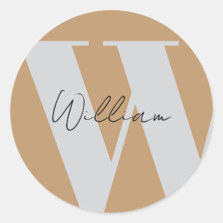 STICKER Monogram naam mocha bruin grijs stijlvol