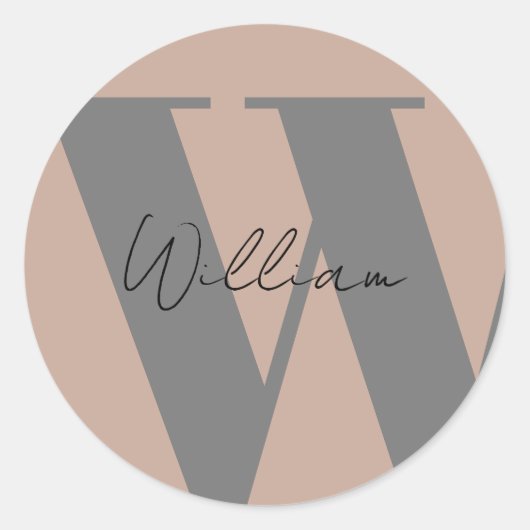 STICKER Monogram naam mocha bruin grijs stijlvol (Voorkant)