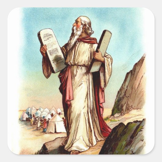  Sticker-Mozes en de Tien Geboden Vierkante Sticker (Voorkant)