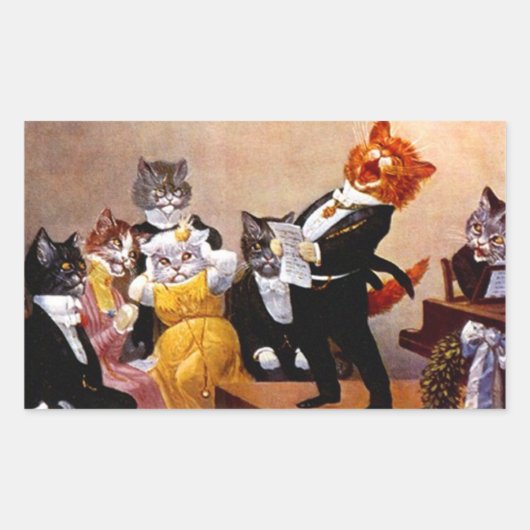 Sticker Musical Soiree Zingend Kattenconcert (Voorkant)