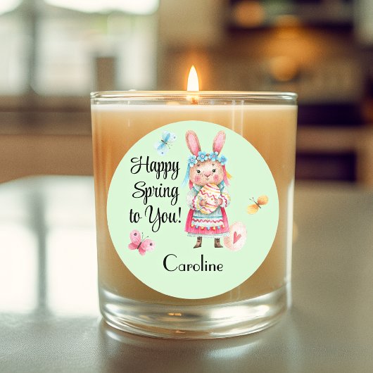 Sticker, naam | 3-in Lovable Happy Spring Ms Bunny Ronde Sticker