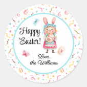 Sticker, naam | 3-in Schattigee Happy Easter Miss Ronde Sticker (Voorkant)
