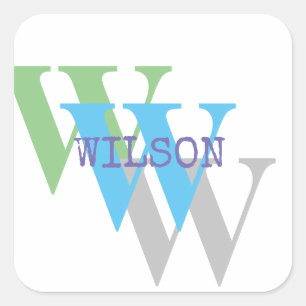 Sticker naam monogram wit