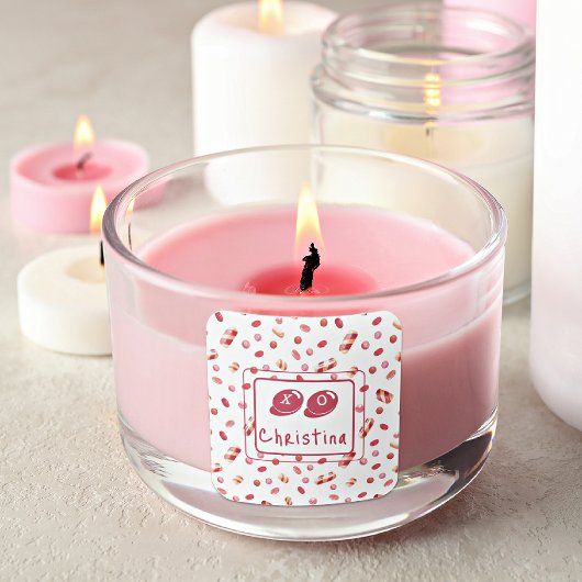 Sticker Naam XO Snoep Patroon Valentijnsdag 1.5in