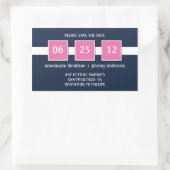 Sticker - Navy Pink Squares Bewaar de datum (Tas)