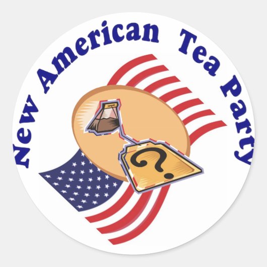 Sticker-New American Tea Party Ronde Sticker (Voorkant)