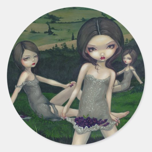 sticker "Nymphs Collecting Berries" (Voorkant)