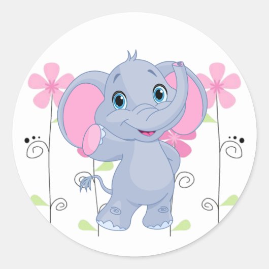 Sticker-olifant Ronde Sticker (Voorkant)