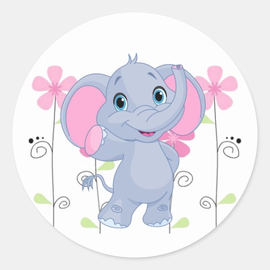 Sticker-olifant Ronde Sticker (Voorkant)