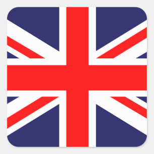 STICKER onder Britse vlag.