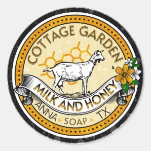 Sticker op het etiket van geitenmelk en honingzout
