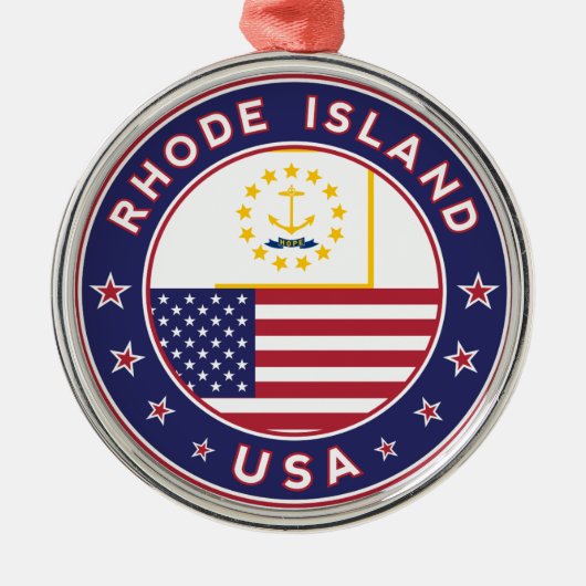 Sticker op Rhode Island, telefoonzaak, canvas tas Metalen Ornament (Voorkant)