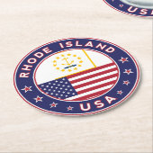 Sticker op Rhode Island, telefoonzaak, canvas tas Ronde Kartonnen Onderzetter (Gebogen)