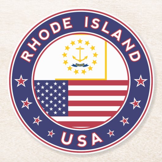 Sticker op Rhode Island, telefoonzaak, canvas tas Ronde Kartonnen Onderzetter (Voorkant)