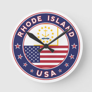Sticker op Rhode Island, telefoonzaak, canvas tas Ronde Klok