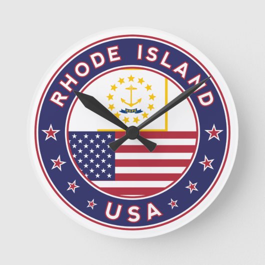 Sticker op Rhode Island, telefoonzaak, canvas tas Ronde Klok (Voorkant)