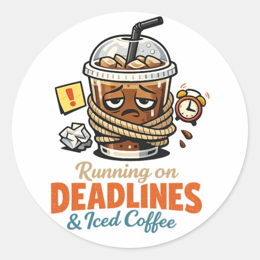Sticker 'Op schema's en ijskoude koffie' (Voorkant)