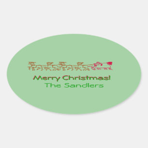 Sticker (ovl) - Santa en zijn Sleigh