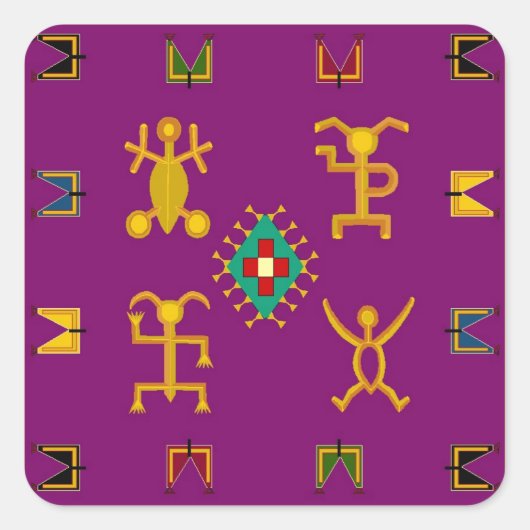 Sticker paarse folkart egyptische pruim stijl nati (Voorkant)