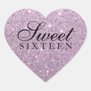 Sticker - Paarse Glitter Fab Sweet 16