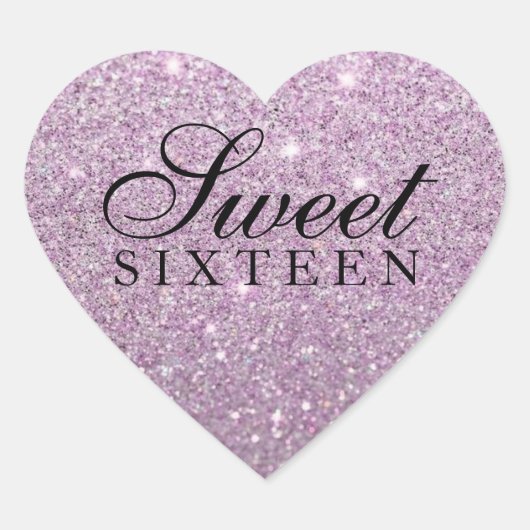 Sticker - Paarse Glitter Fab Sweet 16 (Voorkant)