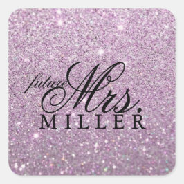 Sticker - Paarse Glitter Heart Fab future Mrs