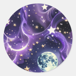 Sticker - Paarse Hemelse Maanfasen Ontwerp