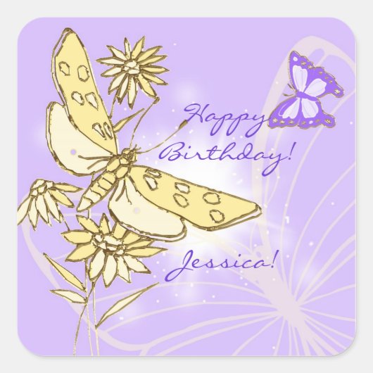 Sticker Paarse peach Butterfly (Voorkant)