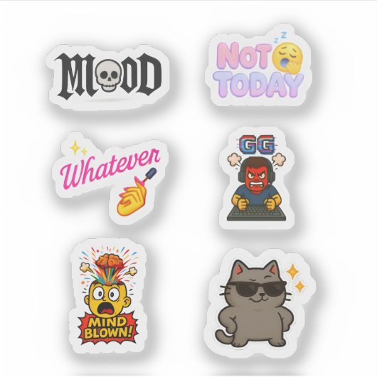 Sticker pack - 5 cool text emoji stickers (Voorkant)