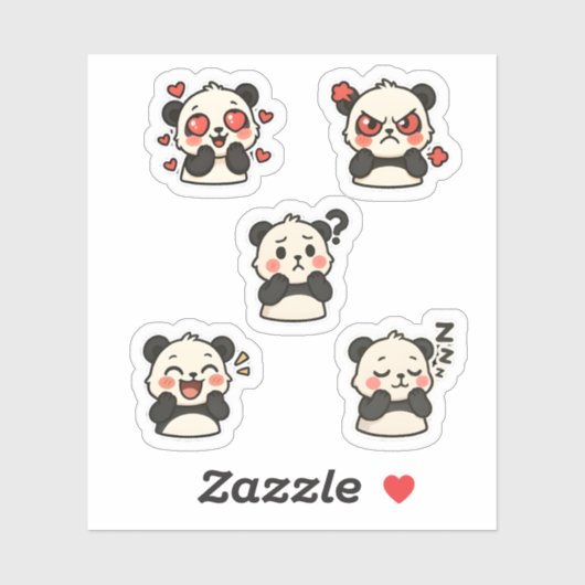 Sticker Pack - 5 leuke panda stickers (Vel)