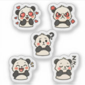 Sticker Pack - 5 leuke panda stickers (Voorkant)