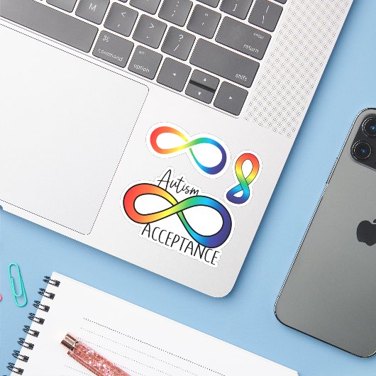 Sticker Pack: Acceptatie neurodiversity Autism (Laptop met iPhone)