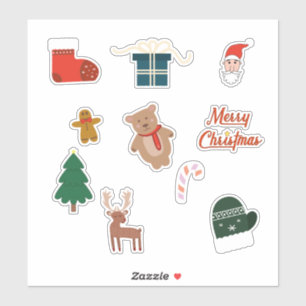 Sticker Pack met 10 kerstfeestjes voor fijne kerst