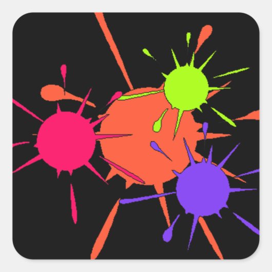 Sticker Paintball Party Kleurrijke Spletters Paint (Voorkant)