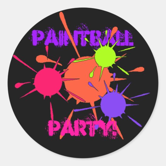 Sticker Paintball Party Kleurrijke Spletters Paint (Voorkant)
