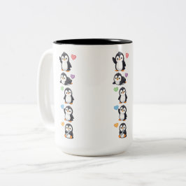 Sticker Pak Mok Kawaii Pinguïn met Kleurrijke Hart