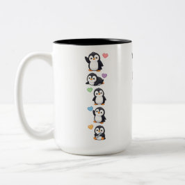 Sticker Pak Mok Kawaii Pinguïn met Kleurrijke Hart