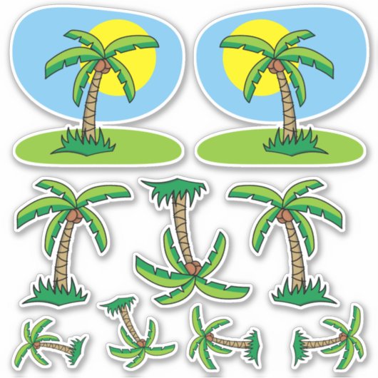 Sticker Palm Tree Cartoon Set (Voorkant)