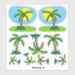 Sticker Palm Tree Cartoon Set