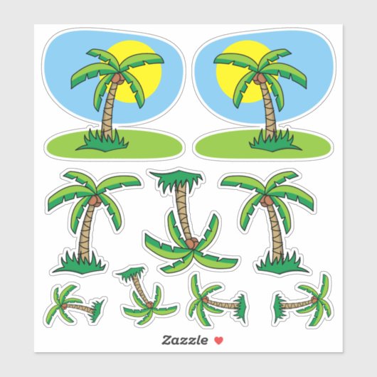 Sticker Palm Tree Cartoon Set (Vel)
