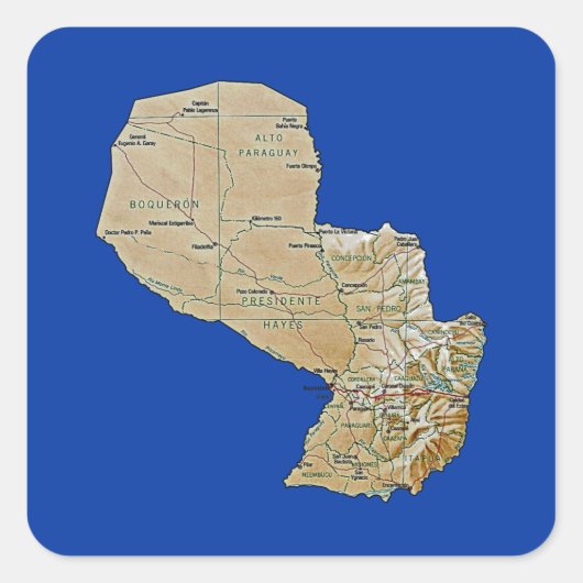 Sticker Paraguay Map (Voorkant)