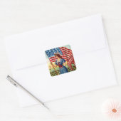 Sticker Patriottische Dame USA Oude Glorie Vlag (Envelop)