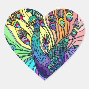 Sticker pauw hart peafowl harten vogels vogel