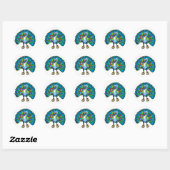 Sticker-pauw peafowl ronde sticker (Vel)