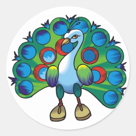 Sticker-pauw peafowl ronde sticker (Voorkant)