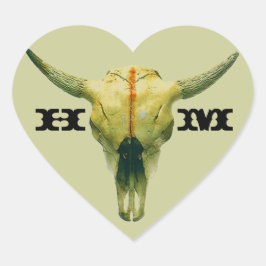 Sticker Personaliseer Ranch Range Koe schedel Mono